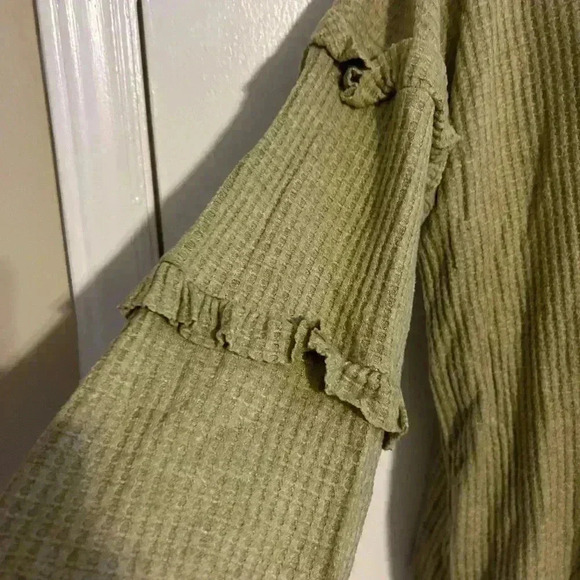 Cozy Waffle Knit  Ruffle Long sleeve Top - Picture 2 of 6